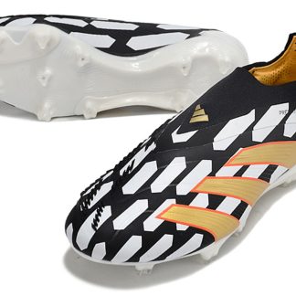 Predator Elite Sans Lacets FG - Blanc/Or/Noir Quadriller