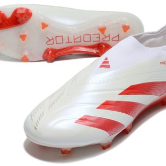 Predator Elite Laceless FG Blanc/Rouge
